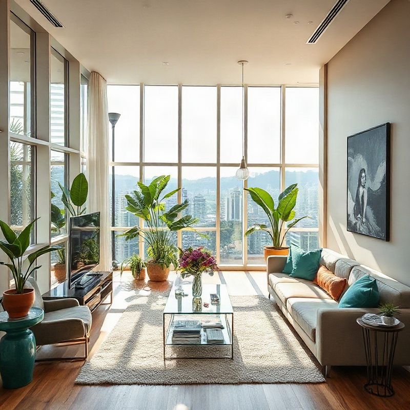 Bright living room interior of an upscale Belo Horizonte apartment