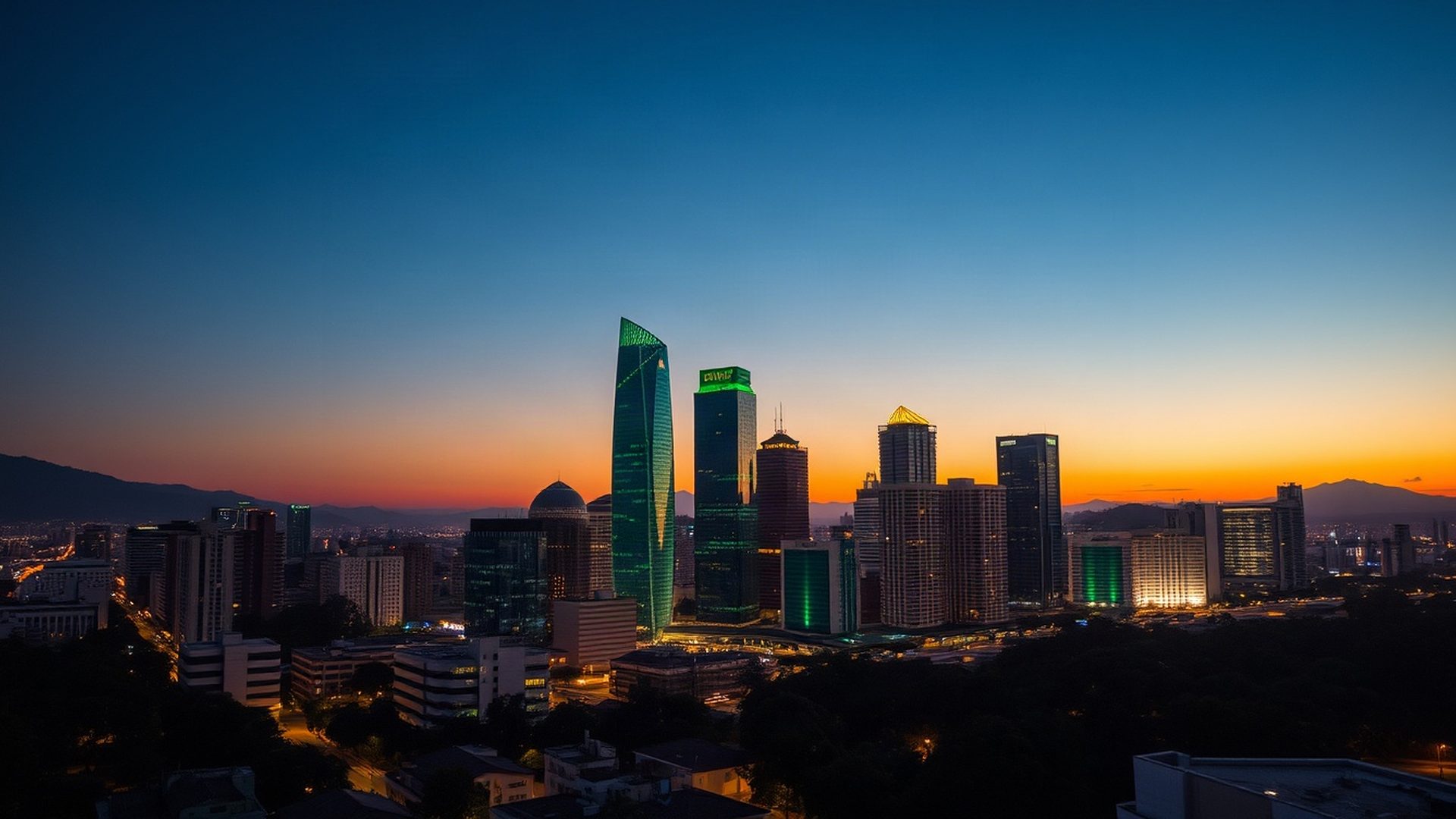Aerial twilight view of the Belo Horizonte skyline