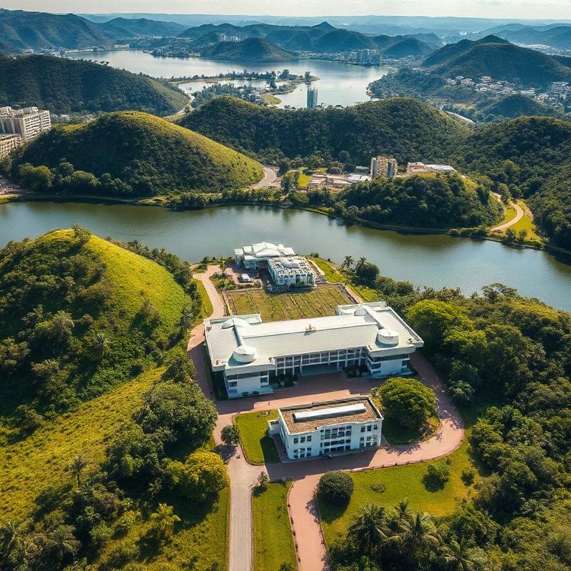 Aerial view of the Pampulha lake district in Belo Horizonte